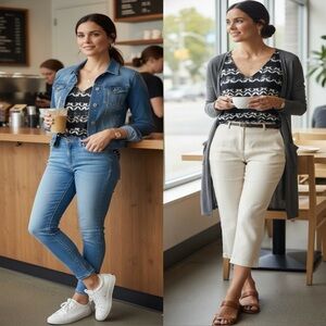 Merona Black & White Sleeveless Layered Tank Top | Size S/P.